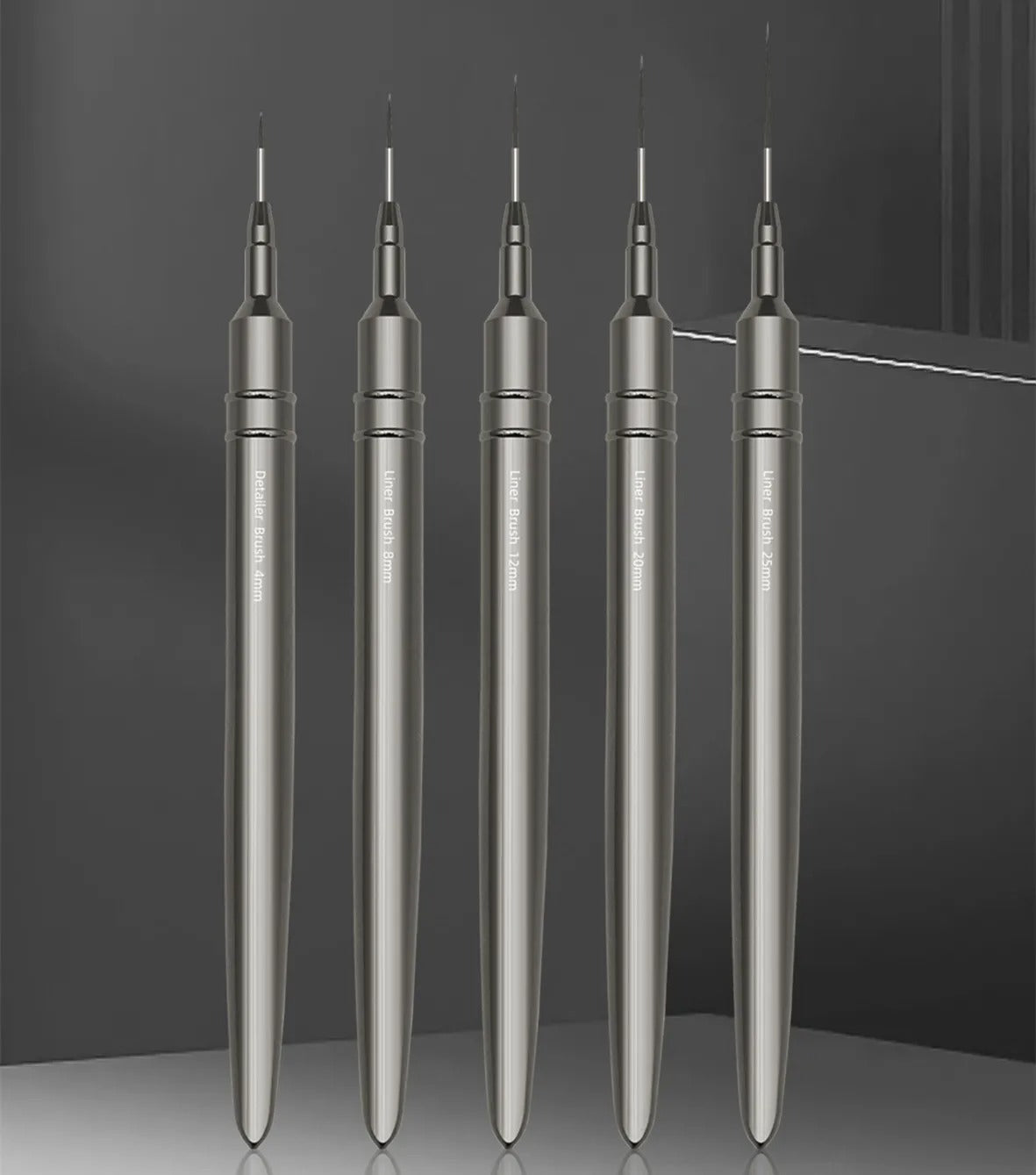 HOT New Professional Nail Liner DIY Drawing Painting Flower Line Stripes Pen 4/8/12/20/25mm 5pcs Metal Handle Nail Art Brush Set